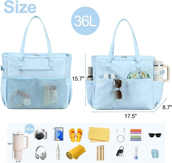 Bluboon Waterproof Beach Tote Pool Bags for Women Ladies Extra Large Carry On Bag With Wet Compartment for Weekender Travel