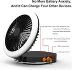 iodoo Camping Fan Light with Remote and Portable Carrying Bag - 12000mAh Rechargeable Battery, 24H Run Time, 2000LM, 3 Light Modes & Stepless Dimming, Ultra - Quiet Table Fan Baby Fan