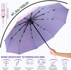 Folding Umbrella Anti-UV Compact Durable Folding Umbrella Auto Open Close Windproof Travel Umbrella Premium Grip Fits Backpack