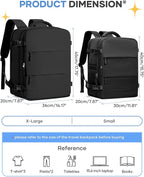 coofay Large Black Travel Backpack Carry on Flight Approved Mochila De Viaje Personal Item Backpack for Airlines Frontier Airlines Personal Item Bag Large Backpacks for Travel Backpacks for Men Women