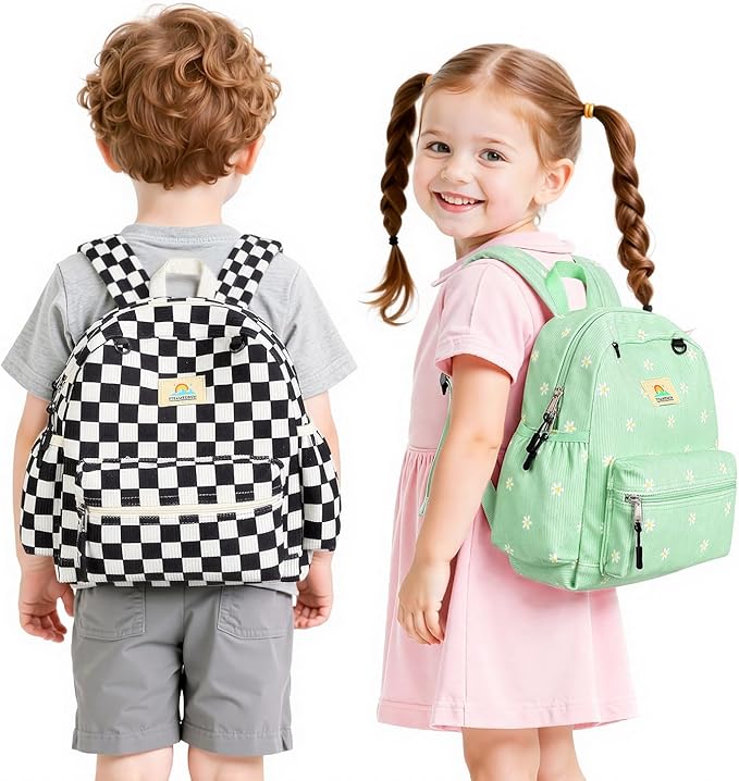STEAMEDBUN Corduroy Toddler Backpack for Girls 2-4: Kids backpack for Boys Girls - 12 inch Preschool Kindergarten Backpacks - Daisy