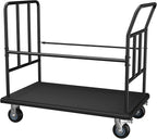 Luggage Cart,850LB Load Luggage Trolley with 5" Quiet Wheels & Secures Poles,Heavy-Duty Steel Hand Truck for Hotel Bellman,Airport,Commercial Use,Non-Slip Platform Dolly(42.51" x 25.19" x 34.25")