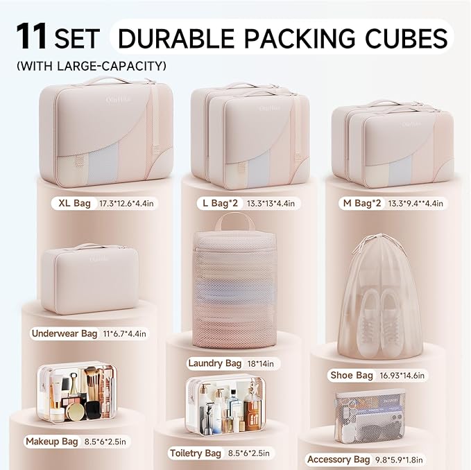 11 Set Packing Cubes for Travel, Gifts for Women Mom,Anti-Tearing Suitcase Organizer,OlarHike Vacation Essentials & Accessories for Cruise Ship