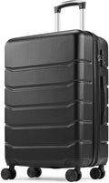 Sweetcrispy Carry on Luggage, Hard Shell ABS Suitcase with Double Spinner Wheels, Lightweight Expandable Rolling Suit Case with TSA Lock, 24 Inch Bronze Black
