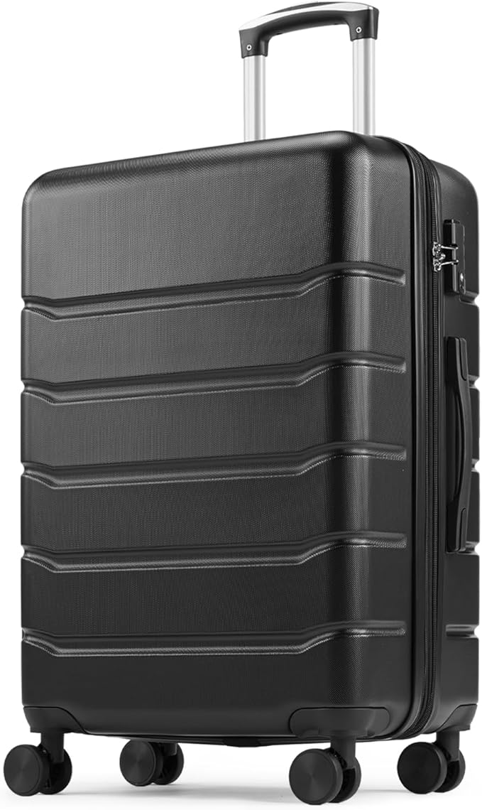 Sweetcrispy 28 Inch Carry on Luggage, Hard Shell ABS Suitcase with Double Spinner Wheels, Lightweight Expandable Rolling Suit Case with TSA Lock, Bronze Black