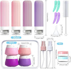 18 Pack Travel Bottles Set, TSA Approved Leak Proof Silicone Squeezable Containers for Toiletries, Refillable Travel Accessories for Conditioner, Shampoo, Lotion & Body Wash Accessories