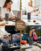 Portable Electric Espresso Machine & Manual Coffee Grinder & Electric Milk Frother All in 1 Mini Travel Coffee Maker Set for Camping, Car, RV, Hiking, Office, Home, Ground Coffee & NS Capsules Pod