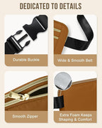Capolo Fanny Packs for Women Fashion Waist Packs Bag with Adjustable Strap and 4 Zipper Pockets Waterproof Everywhere Crossbody Belt Bag for Workout Running Travelling(Brown)