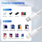 USB C to Lightning Cable [Apple MFi Certified] 2Pack 10FT iPhone Fast Charger Cable Power Delivery Type C Charging Cord Compatible with iPhone 14 13 12 11 Pro Max X XS XR 8 7 6s Plus SE，White