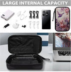 Purple Hummingbird Cord Organizer Travel Portable Electronic Organizer Travel Case Tech Pouch for Cable Cord Charger Phone Earphone Power Bank