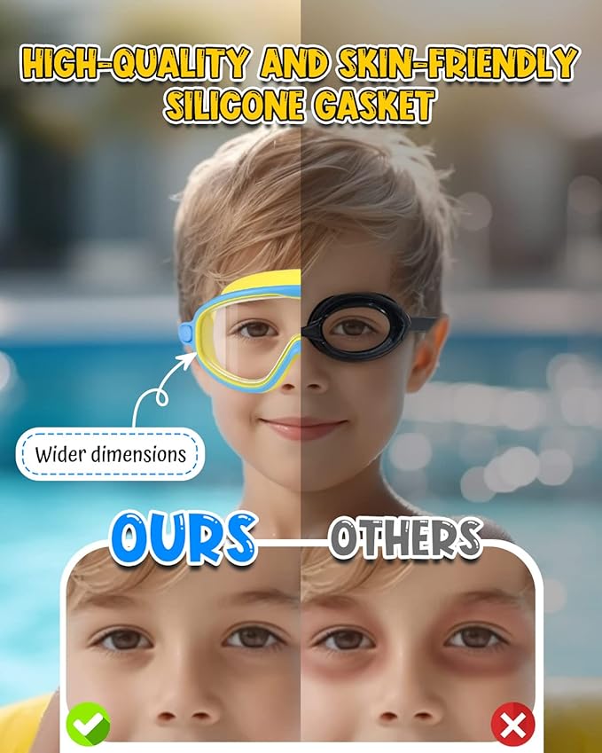 Swim Goggles 2 Pack, Wide View Anti Fog&UV Swimming Goggles for Audlt, No Leak Pool Beach Essentials for Men Women