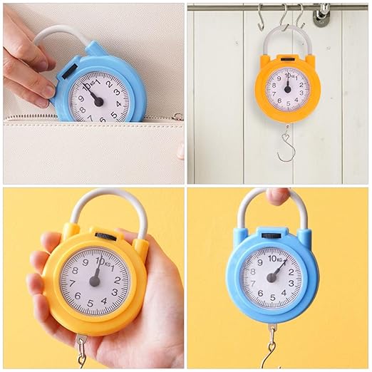 2pcs Portable Handheld Hanging Digital Scale with Hook, Small High-Precision Electronic Weight Scale for Luggage and Travel, Yellow Blue Compact Spring Balance for Home and Outdoor