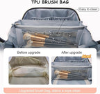 BOYATU Travel Makeup Bag Organizer Cosmetic Bag: 3 Pcs Set Make up Bags for Women with Handle - Waterproof Vegan Leather Toiletry Bags Travel Essentials Pouch with Compartments (C-05-Pink)