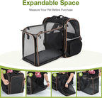 Large Cat Backpack Carrier Expandable Pet Carrier Backpack for Small Dogs Medium Cats Fit Up to 18 Lbs, Dog Backpack Carrier, Foldable Puppy Backpack Carrier for Travel,Black