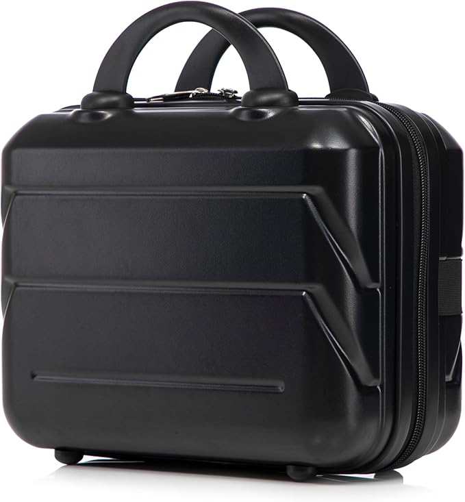 20 Inch Carry on Luggage with 14 Inch Cosmetic Case, 2 Pcs Hardshell Lightweight Durable Spinner Suitcase Set for Travel, Women, Men, TSA Lock, ABS, 20+14 Inch, Black