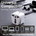 UK to US Travel Adapter, India to US Plug Adapter, Unidapt Adapters for USA, 2-Pack, Plug Converter, USA Travel Adapter, EU to US with Dual Inputs, Universal to American Outlet Plug