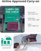 BAGSMART Expandable Carry On Luggage 22x14x9 Airline Approved, 20 Inch Travel Luggage with Spinner Wheels, Lightweight Hard Shell Suitcase Carry on Purplish Red