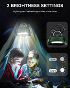 ASNUG Camping Fan with LED Lantern, 6000mAh Battery Operated Rechargeable Fan, 3 Speeds,180° Rotation, Portable Desk Fan with Hanging Hook, Tent Fan for Travel Camping Outdoor Fishing