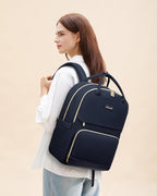 LOVEVOOK Laptop Backpack for Women with Giant Tumbler Holder Pocket, 15.6 inch Travel Work Backpack Purse for Teacher Nurse, Waterproof College Book Bag Cute Casual Daypack, Dark Blue