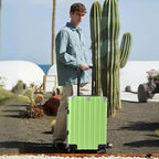 Krute Carry On Luggage 20 inch Aluminum Frame Luggage with Spinner Wheels Hardshell No Zipper PC+ABS TSA Lock Zipperless Suitcases Green
