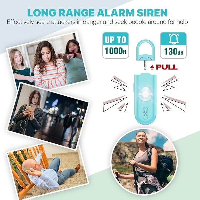 Personal Safety Alarm for Women Girls, 130dB Loud Siren + LED Light, Stylish Keychain, Easy-Pull Emergency Self-Defense for Night Safety, Running, Travel, College Students Self Defense Device Gift