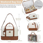 Wogarl 4PCS Weekender Bags for Women Large Overnight Weekend Travel Duffel Carry on Shoulder with Shoe Compartment Canvas Toiletry Bag for Travel Business Gym