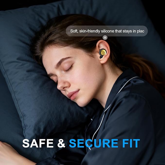 Ear Plugs for Sleeping, Ultra Soft & Reusable Silicone earplugs | Customizable Fit | 25-30dB (SNR) Noise Reduction, Hearing Protection with 8 Tips for Sleep, Travel, Sensitivity, Deep Focus, Gold
