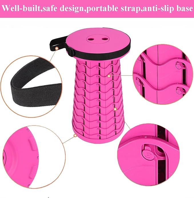 Fishboy Upgraded Collapsible Stool, 400lbs Max Weight, Lightweight But Sturdy, Portable Retractable Folding Telescoping Foldable Camping Stool for Adults Outdoor Fishing Hiking BBQ