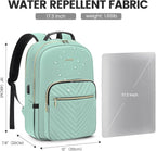 LOVEVOOK Laptop Backpack for Women 17.3 inch,Cute Womens Travel Backpack Purse,Professional Laptop Computer Bag,Waterproof Work Business College Teacher Bags Carry on Backpack with USB Port,Mint Green