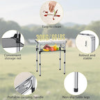 Anbte Folding Camping Table, Aluminum 24" x 16" Adjustable Height Small Folding Table with Carrying Handle, Lightweight, Portable Camping Table Waterproof for Outdoor Indoor Picnic Beach BBQ, Silver