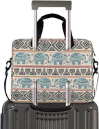 Boho Laptop Bag 15.6 inch, Large-Capacity Laptop Case with Strap, Bohemian Ethnic Elephant