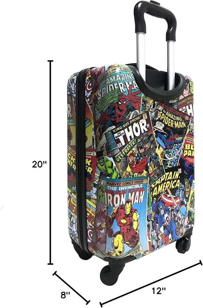 Fast Forward Marvel Comic Heroes Hard-Sided Tween Spinner Luggage, 20 Inches Carry-On Travel Trolley Marvel Suitcase for Kids