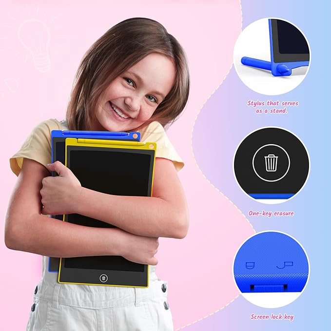 TECJOE 10 Inch 2 Pack LCD Writing Tablet, Colorful Doodle Board Drawing Tablet for Kids, No Mess Toddler Travel Learning Toys, Christmas Birthday Gifts for 3 4 5 6 7 8 Year Old Boys Girls Preschooler