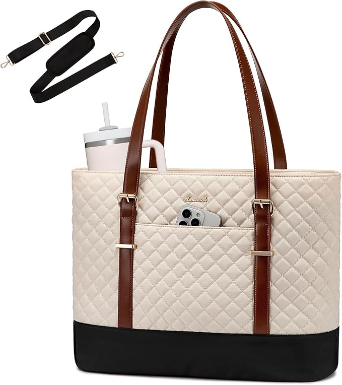 LOVEVOOK Laptop Bag for Women, 15.6 Inch Work Tote Computer Bag With Large Cup Holder, Lightweight Large Laptop Briefcase for Travel, Bussiness, Teacher
