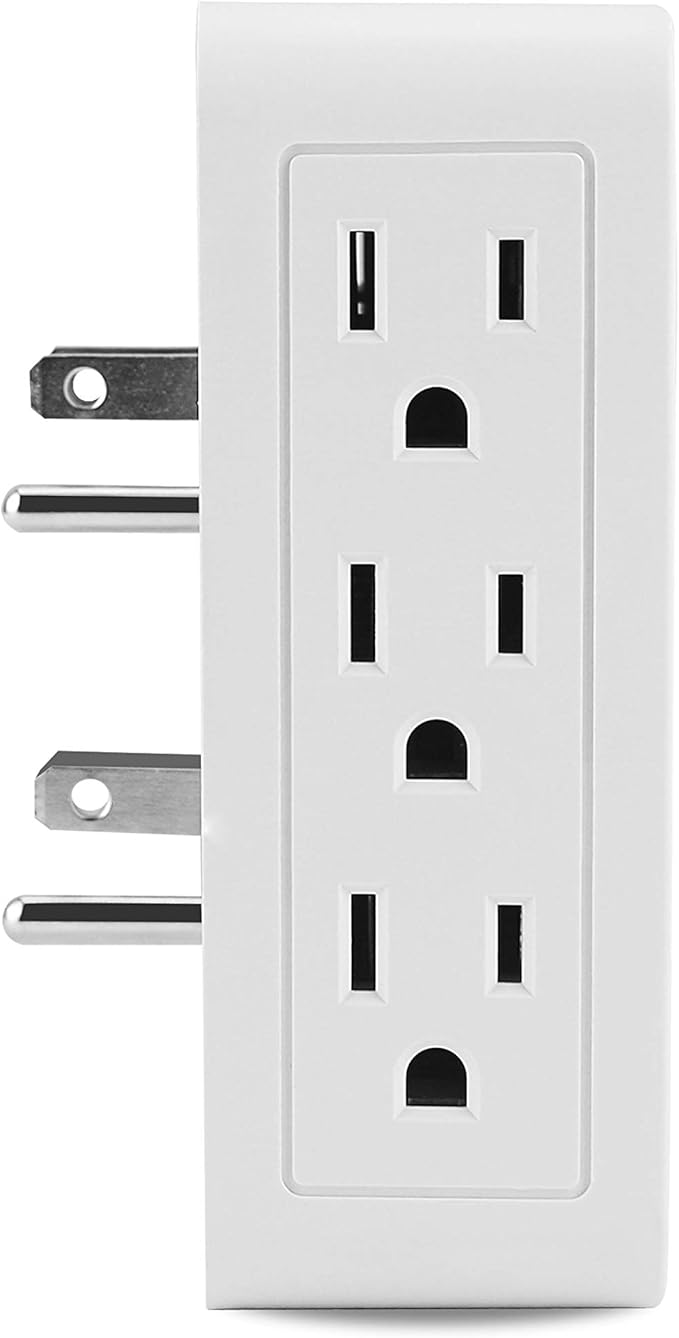 Plug in Outlet Extender,6 Grounded Outlet to The Side,Wall tap Side Access Adapter,Electrical Wall Plug,UL Listed,2 Pack