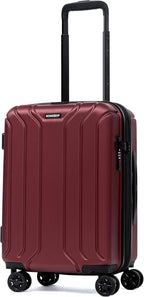 NONSTOP NEW YORK Luggage Expandable Spinner Wheels hard side shell Travel Suitcase Lightweight, TSA Lock, Double USB Port (Burgundy, Carry-On 20-Inch)