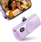 Little Portable Charger Battery Pack for IPhone,Tiny Power Phone Bank 5000mah Compatible with iPhone 14/14plus/14pro/14 pro max/13 pro max/13 pro/13 mini/13 pro max/12/12 mini/12 pro/12 pro max-Purple