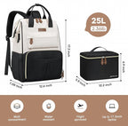 Maelstrom Travel Backpack for Women Men,Laptop Backpack Fits 15.6-17.3 Inch Laptop, Nurse/Work Bag with Insulated Lunch Box (Black-beige)
