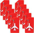 10 Pack Silicone Luggage Tag for Suitcases with Stainless Loop, TSA Approved, Privacy Protection Travel Essentials Bag Tags by Gostwo, Red