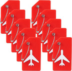 10 Pack Silicone Luggage Tag for Suitcases with Stainless Loop, TSA Approved, Privacy Protection Travel Essentials Bag Tags by Gostwo, Red
