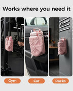 Magnetic Gym Bag for Men Women-Water Bottle Carrier Holder with Strap & Phone Pockets for 40oz Tumbler with Handle, 4 Built-in Magnets Small Gym Bag for Sports, (Pink)