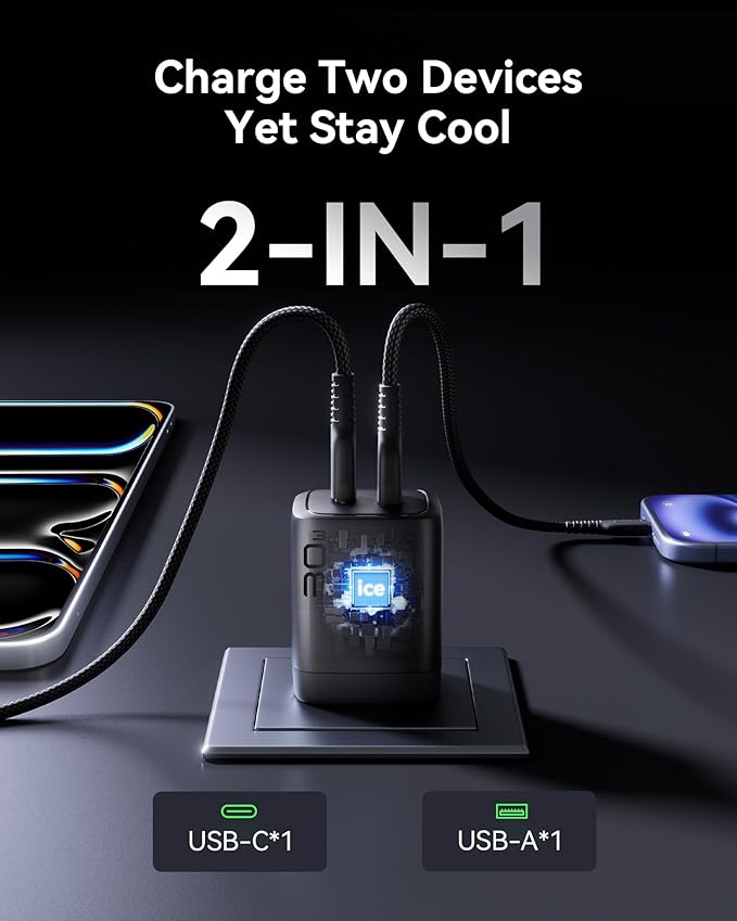 INIU Pocket Size 5000mAh 20W PD Fast Charging Power Bank & 2-Pack 30W PD Fast Charging, [USB-C + USB-A] Wall Charger Combo