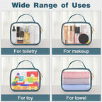 Wedama TSA Approved Toiletry Bag, 3 Pack Clear Makeup Bags with Handles, Quart Size Toiletry Bags, PVC Clear Cosmetic Bags for Women and Men, Carry on Airport Airline (Til Blue, Medium)