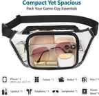 Veckle Clear Fanny Pack Stadium Approved - Adjustable 33-47 Inch Strap, Transparent Belt Bag for Women Men Fits 7.5-inch Smartphone, Waist Bag Clear Bag for Stadium Events, Sport, Concerts, Black