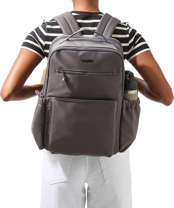 Baggallini Tribeca Expandable Laptop Backpack - 15"x11" Lightweight RFID Computer Bag for Work & Travel with Luggage Sleeve