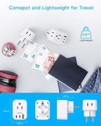 HANYCONY Type E F Plug Adapter, Germany France Travel Plug Adapter with 2 Outlets 3 USB Ports(2 USB C)，Schuko Plug Power Adaptor for US to Europe EU Spain Iceland Korea Greece German French