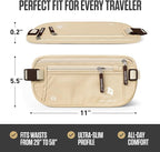 VENTURE 4TH RFID Money Belt for Travel with RFID Blocking Sleeves – Slim Hidden Travel Wallet & Passport Holder for Men & Women, Lightweight Anti-Theft Pouch to Protect Cash, Cards & Documents - Beige