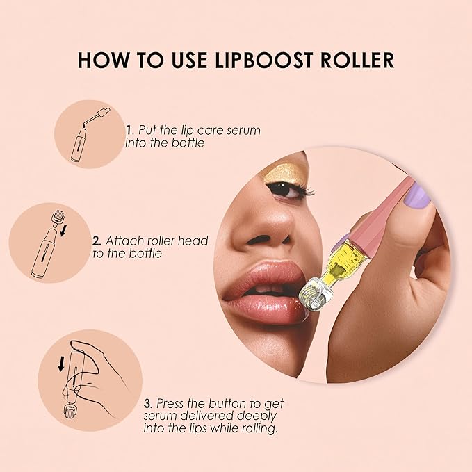 Derma Roller with Liquid Reservoir Serum Applicator for Lips, Skin, Hair, Wrinkles, Easy to Use Face Roller Skin Care Tools Without Serum, 105 Titanium Needles 0.25 mm (PINK 0.25mm)