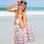 Iioscre Beach Bag for Women, Causal Hobo Pool Bags with Zipper Inner Pocket, Foldable Swim Tote Bag for Vacation Essentials