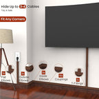 Brown Cable Cover Cord Concealer - 315in Wire Raceway, Hide Cables, Channel Kit, Wall Mount Cover, Hiding Strip, Management, Conduit, Molding